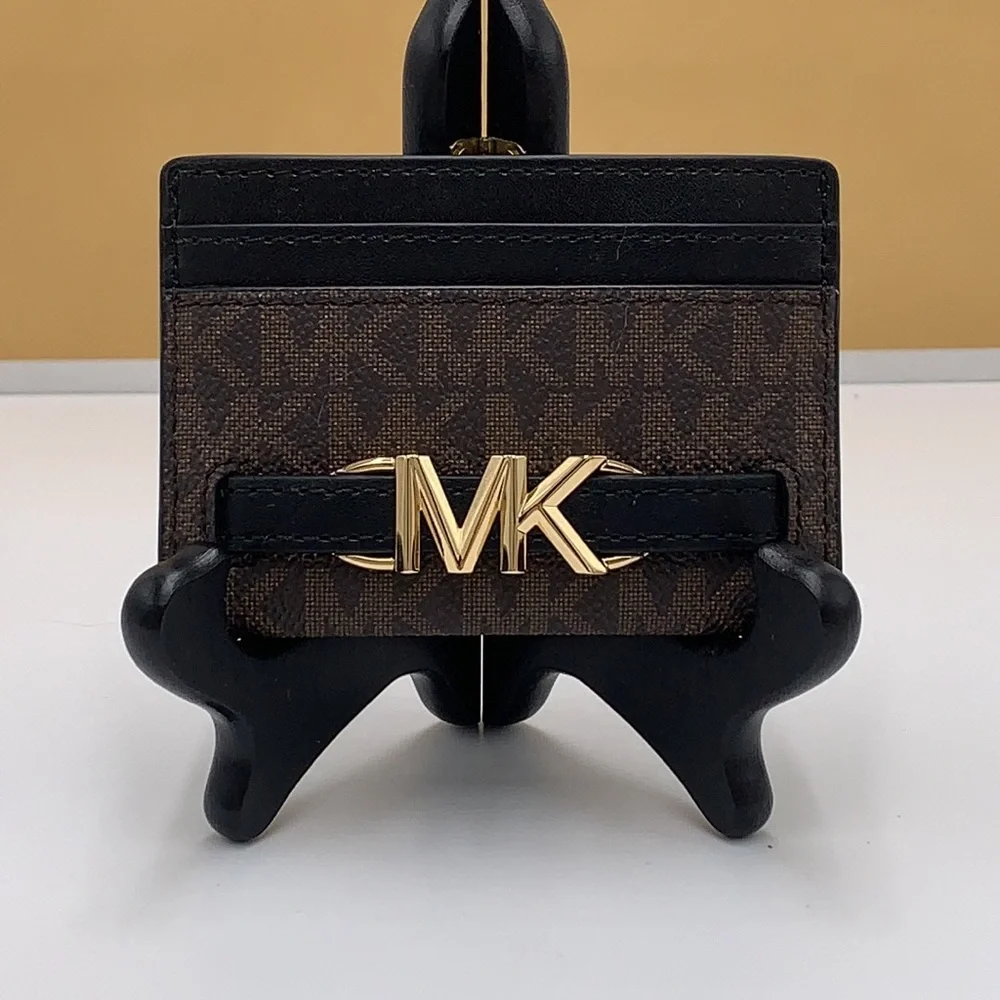 MICHAEL KORS Reed Large Card Holder Case Wallet Brown /Black MK NWT
